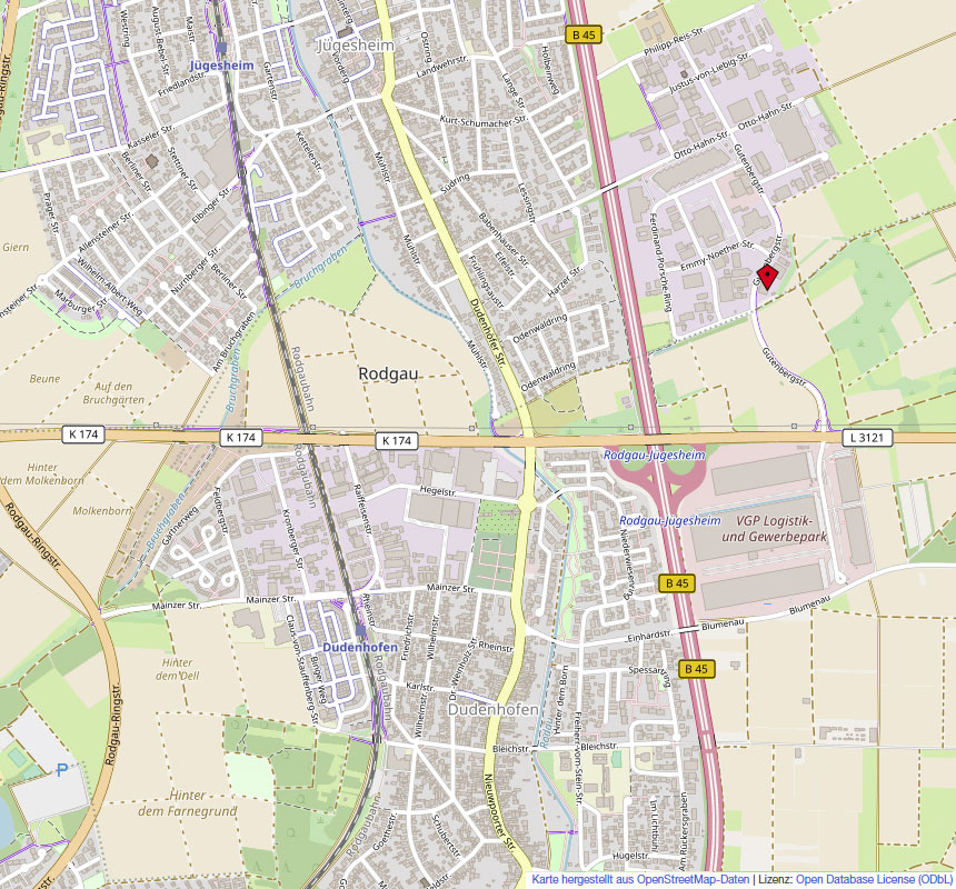 Karte Wegbeschreibung MietService Rodgau